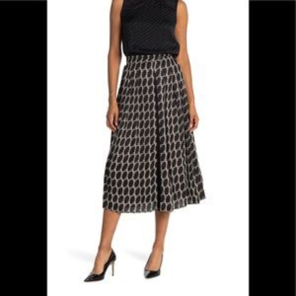 Seventy Venezia Black and White Printed Midi Skirt